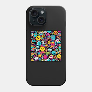 Cute Colorful Monsters and Creatures Pattern Phone Case