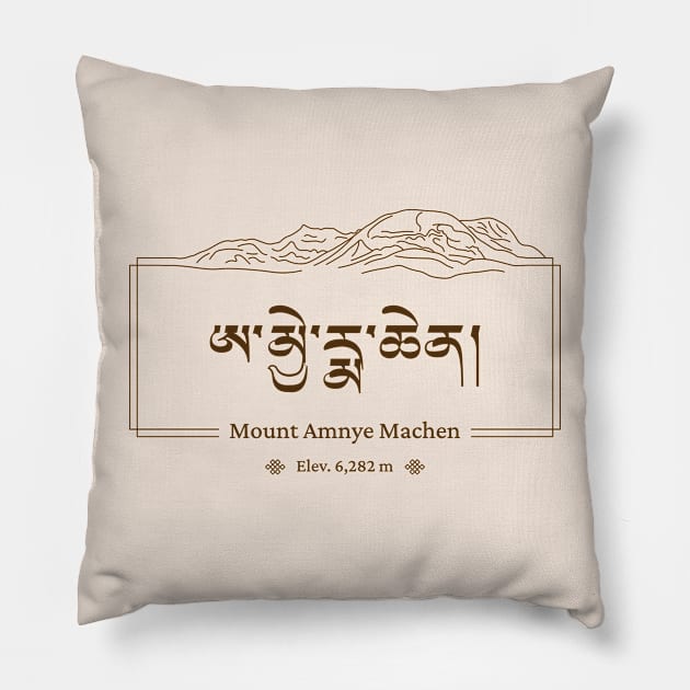 Mount Amnye Machen - Dark Pillow by footloosefabric