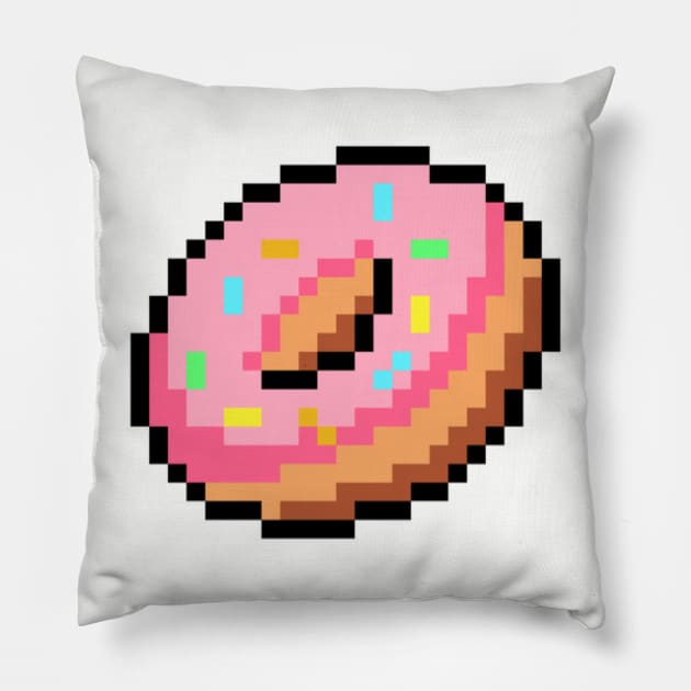 Perfectly Pixel Art Pastry Iced Donut with Sprinkles Pillow by Contentarama