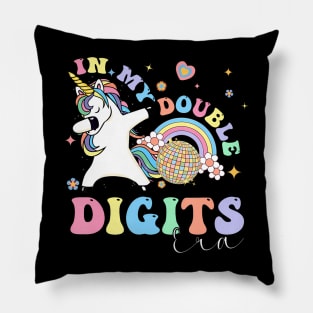 In My Double Digits Era Unicorn Birthday 10th Birthday Girl Pillow