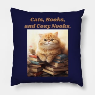 Cats, Books, and Cozy Nooks Pillow