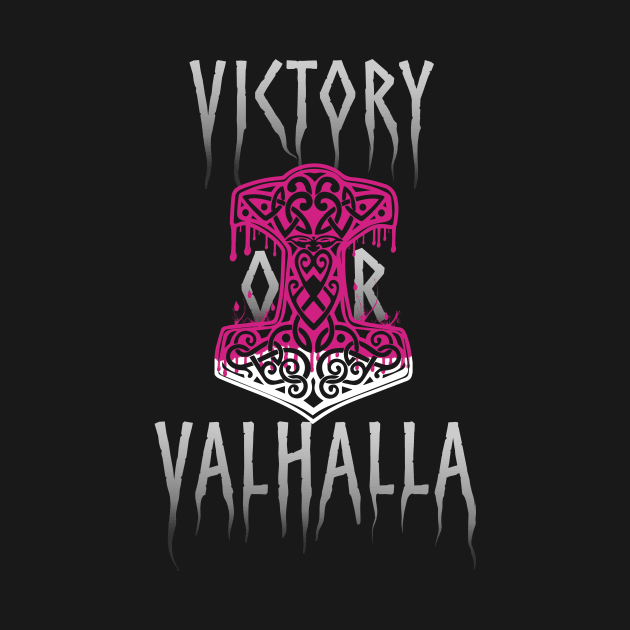 Victory or Valhalla Mjolnir Viking Norse Hammer of Thor Pink by vikki182@hotmail.co.uk