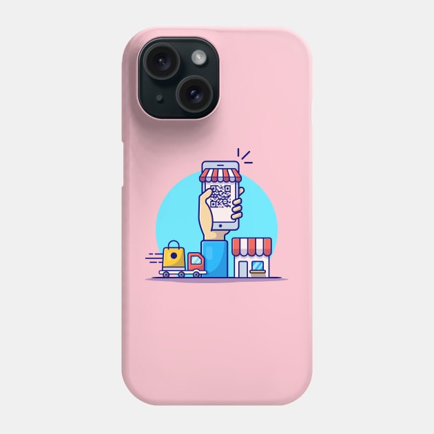 Online Shopping Cartoon Vector Icon Illustration Phone Case by Catalyst Labs