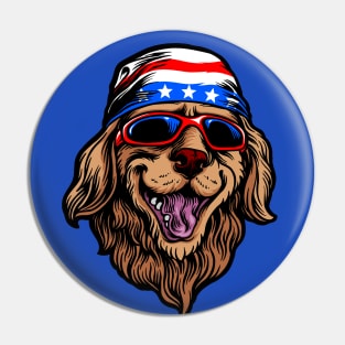 USA Patriotic American Dog Illustration Pin