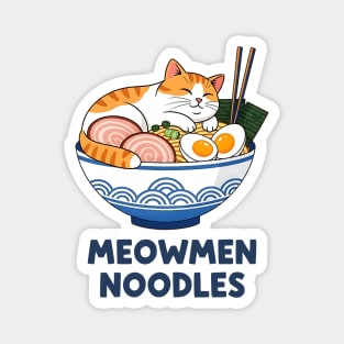 Meowmen Noodles – Happy Cat Ramen Bowl Foodie Art Magnet