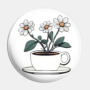 cup of Coffee With Flowers Pin