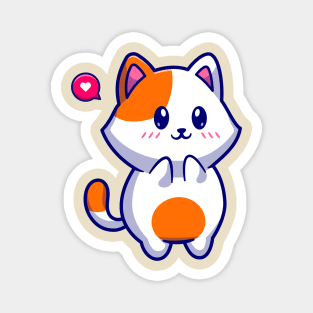 Cute Cat Shy Cartoon Magnet