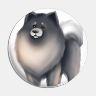 Cute Keeshond Drawing Pin