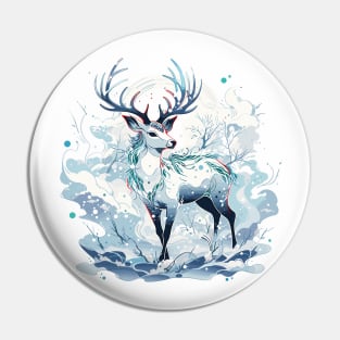 Mythical Deer in Winter Wonderland Pin