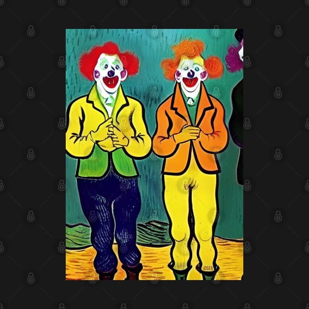 2 COLOURFUL (COLORFUL )  VAN GOGH STYLE CLOWNS by sailorsam1805