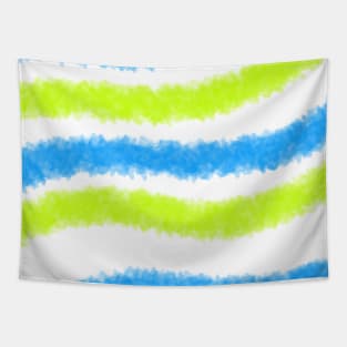 Blue green watercolor stripes art Tapestry