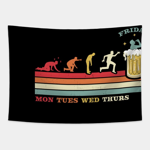 Monday Tuesday Wednesday Thursday Friday Funny Beer Drinking Tapestry by OrangeMonkeyArt