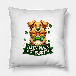 Lucky paws on st paddy’s Pillow