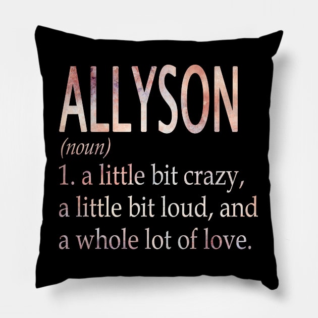 Allyson Girl Name Definition Pillow by ThanhNga