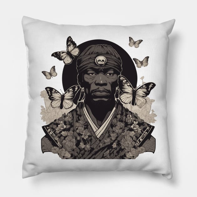 Black Samurai Pillow by PlushFutura