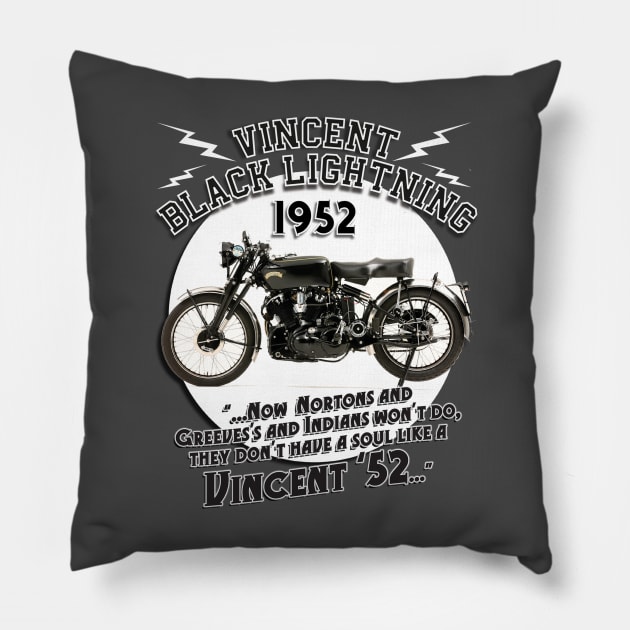 VINCENT BLACK LIGHTNING 2 Pillow by Armadillo Hat