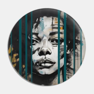 Basquiat style afro girl with cat ears painting Pin