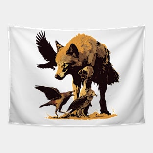 wolf and crows Tapestry