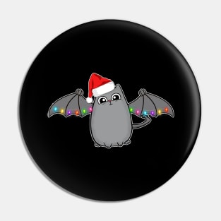 Bat Dragon Christmas Cat with Santa Hat Pin