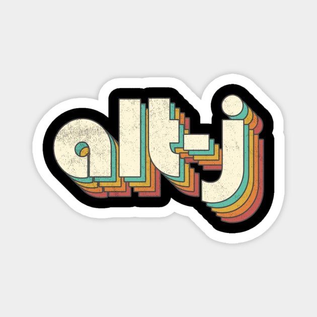 Vintage Alt-J Rainbow Letters Distressed Style Magnet by Cables Skull Design