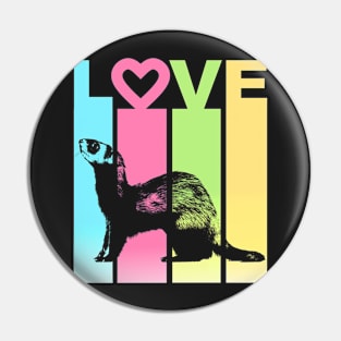 Retro Stripes Love Ferret Pin