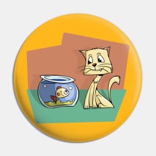 Cat and fish Pin