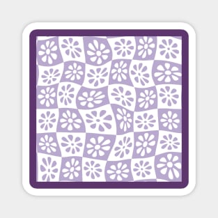 Lilac Wavy Floral Checkers Magnet