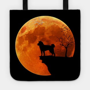 Moon And Akita Silhouette Tote