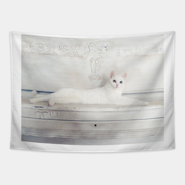 Odd Eyed White Cat White Cat Tapestry Teepublic