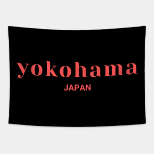 Yokohama Japan Simple Text Red Design Tapestry