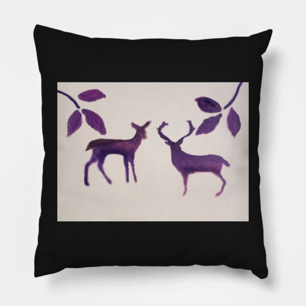 Oh Deer acrylic painting by tabitha kremesec Pillow by Tabitha Kremesec 