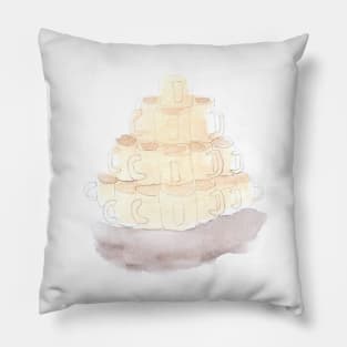 cup, dishes, watercolor, art, illustration, drink, food, tea, coffee, restaurant Pillow