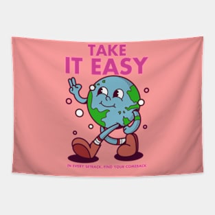 TAKE IT EASY, Character Cartoon Vintage Tapestry