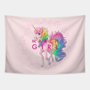 March pink unicorn Tapestry