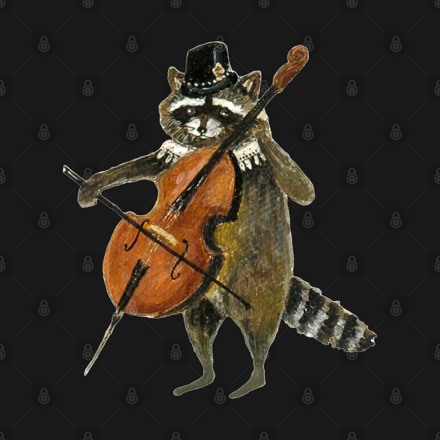 Raccoon Cellist by Jahna Vashti