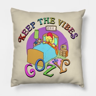 Keep The Vibes Cozy Sleeping Owl Pillow