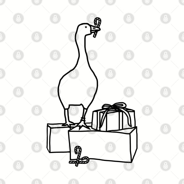 Gaming Goose Steals Christmas Line Drawing by ellenhenryart