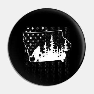 Iowa Bigfoot American Flag Pin