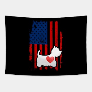 Westie Merica Usa American Flag Tapestry