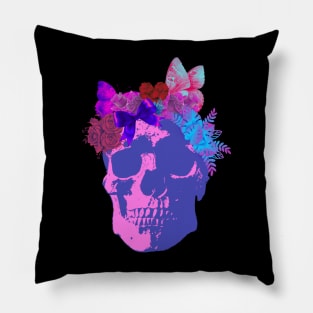 colorful skull art Pillow