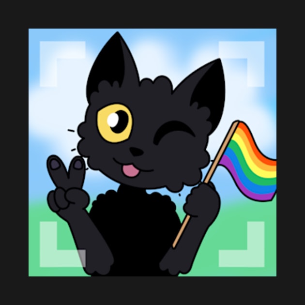 black cat rainbow pride flag pride flag rainbow flag furry furry designs cute peace peace sign anthropomorphic lgbtq lgbt gay queer by JadedOddity