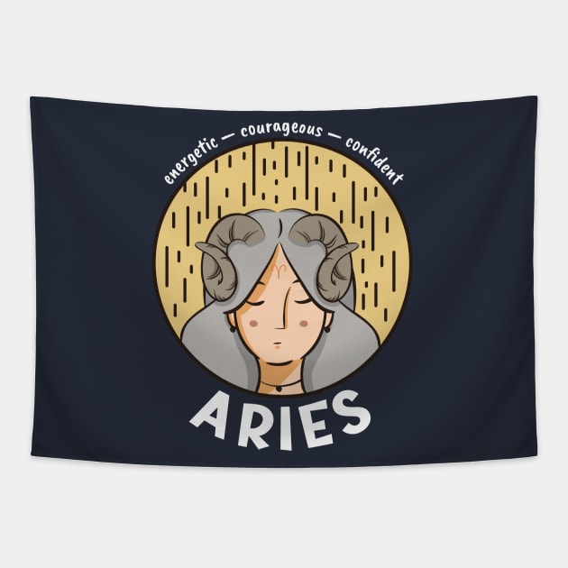 Aries Zodiac Girl Tapestry by Whimsical Frank