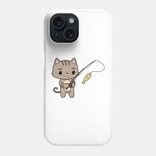 Cat at Fishing with Fishing rod Phone Case