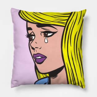 Blonde Crying Comic Girl Pillow