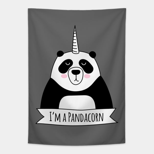 I’m a Pandacorn - Panda Unicorn Tapestry by HappyCatPrints