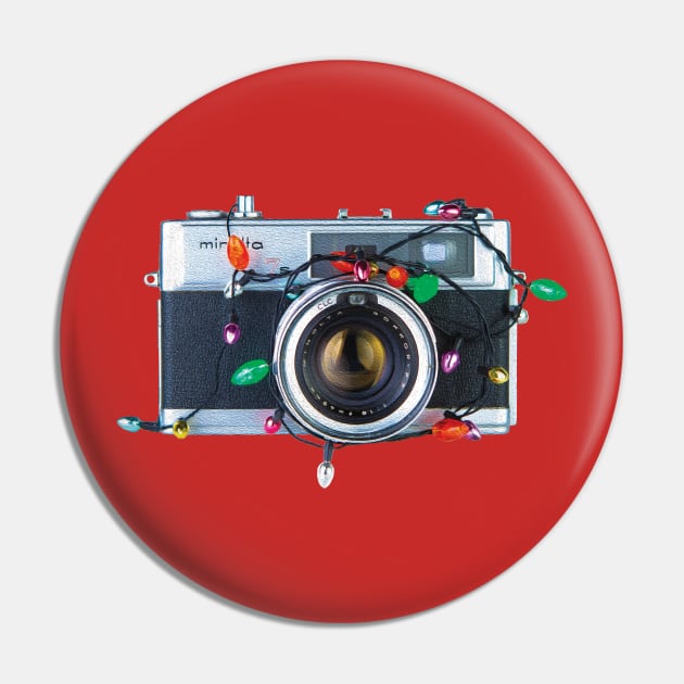 Christmas Lights Vintage Camera - painterly style Pin by DecPhoto