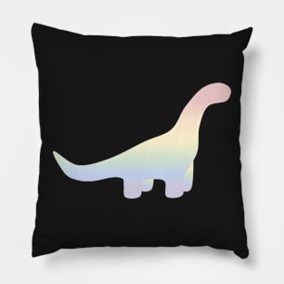 Rainbow Pastel Gradient Dinosaur (Black Background) Pillow