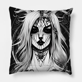 Beyond Shadows: Dark Art Collection in Striking Black and White Pillow