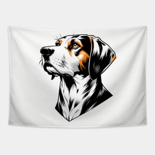 Stunning and Cool American Foxhound Monochrome and Gold Portrait for Father's Day Tapestry