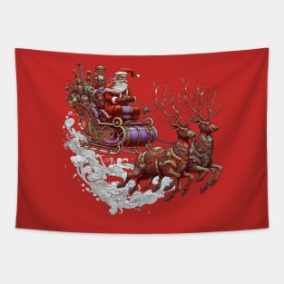 Better Watch out! Steampunk Santa and Reindeer Tapestry